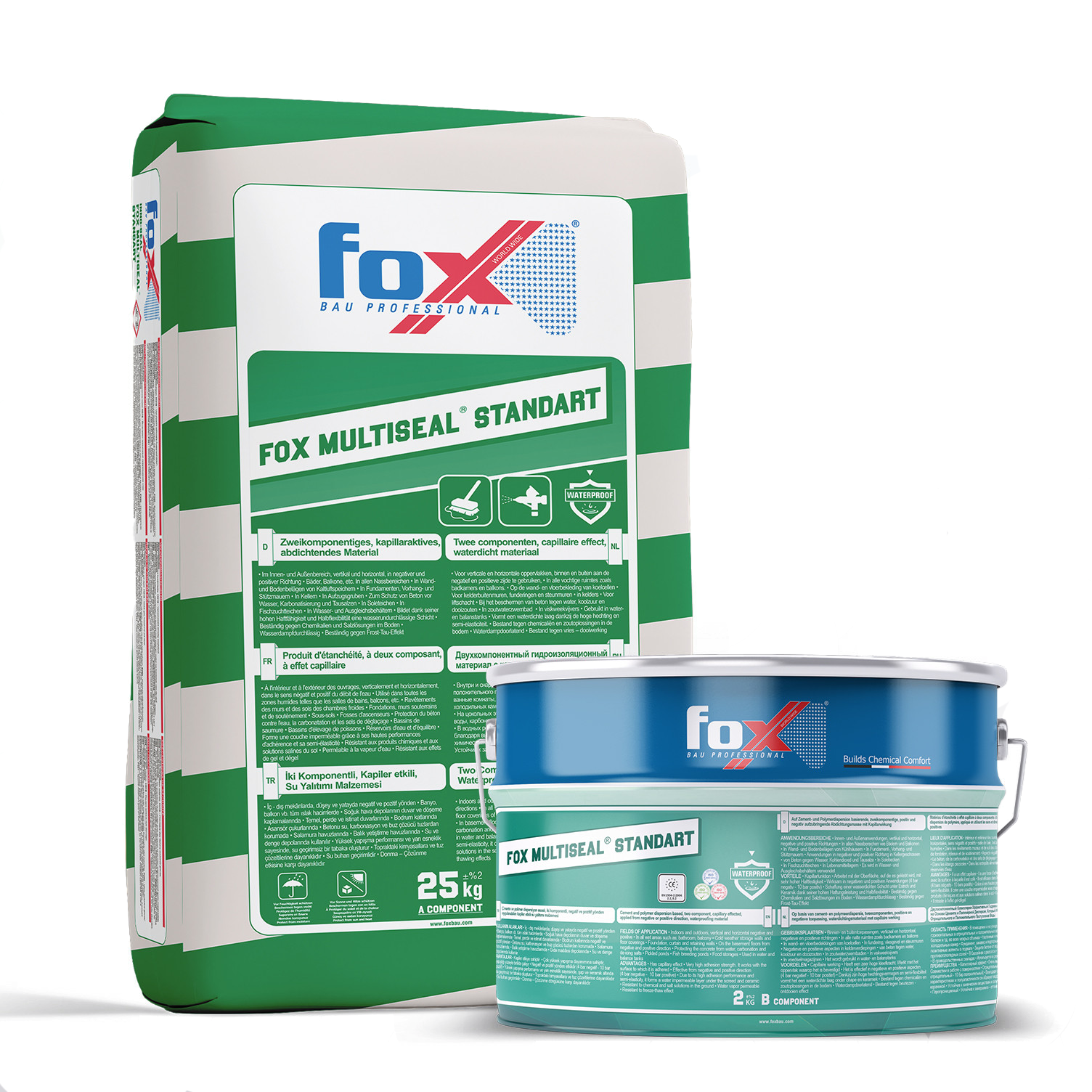 სრულად ელასტიური ჰიდროსაიზოლაციო მასალა FOX MULTISEAL FS478 30kg — თხევადი ჰიდროიზოლაცია